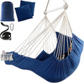 Chihee Hammock Chair Hanging Chair with Foot Rest 2 Cushions Max 500lbs Robust Metal Spreader Bar Collapsible Easy Storage Soft Cotton Swing Chair Strong Strap Iron Carabiner Side Pocket Included