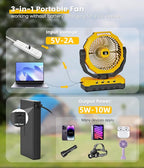 36000mAh Portable Camping Fan - 150HRS Rechargeable Fan with Detachable Battery with LED & Remote - 4 Speeds Battery Powered for Tent,Travel, Office, Jobsite