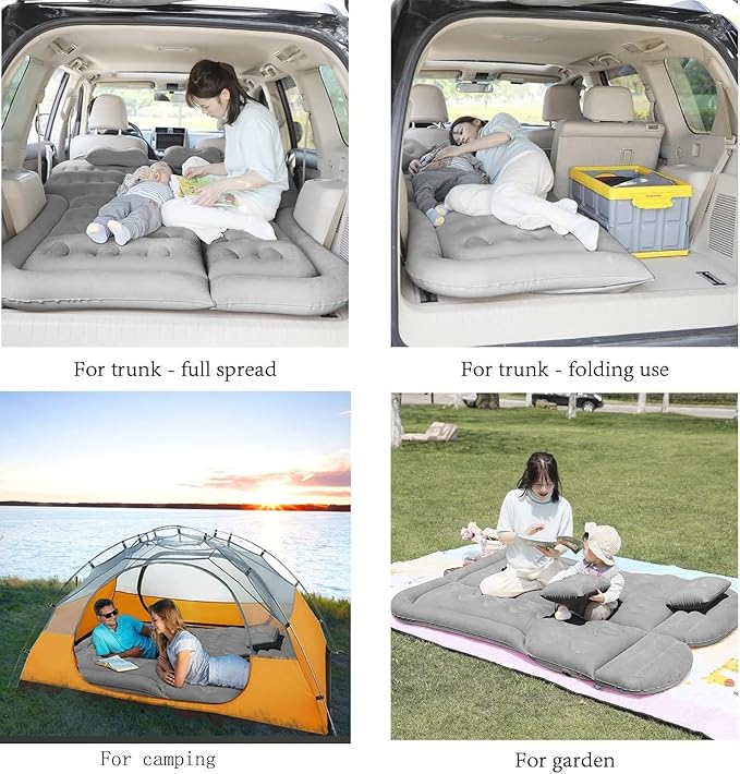 Car Air Mattress for Chevrolet Spark 2013-2025, Travel Bed, Camping Bed Cushion, Inflatable Vehicle Air Cot, Portable Sleeping Pad, Inflatable Mattress,Grey