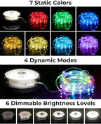 Camping String Lights, 32.8ft RGB Retractable String Lights, 4000mAh Rechargeable LED Hanging Tent lamp, Portable Twinkle Camp Lamp for Outdoor Backyard Patio Awning Canopy RV Essentials, Black