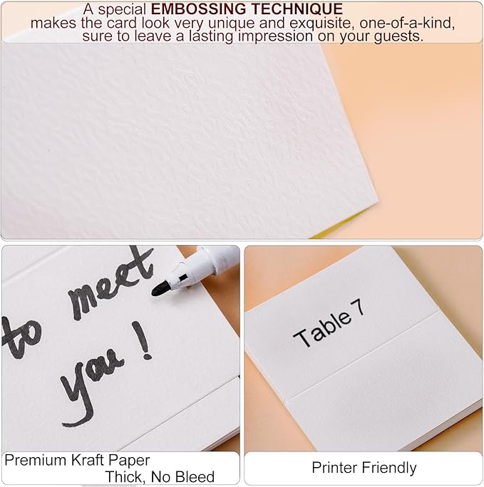 60 Pcs Premium Place Cards, 2x3.5in Small Tent Cards, Blank Fillable Banquet Seat Card, Name Card, Escort Cards, Table Card, Wedding Place Cards for Wedding, Table, Dinner Parties