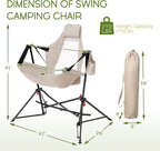 Hammock Folding Camping Chair - Outdoor Portable Swing Camp Chairs Set of 2 with Stand Adults Rocking Swinging Chair for Beach Lawn Patio (Khaki)