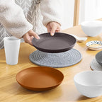Teivio 32-Piece Kitchen Plastic Wheat Straw Dinnerware Set, Service for 8, Unbreakable Dinner Plate/Dessert Plate/Cereal Bowl/Cup,Outdoor Camping Dishes for Life/Vintage,Farmhouse,Rustic Multicolor