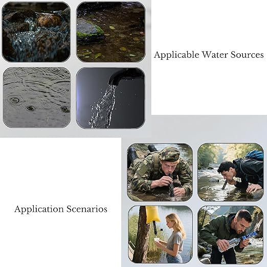 1 Pack Survival Water Filter Straw for Hiking & Camping, 2025 Personal Portable Water Purifier, 3000L Long Life, Includes Bottle & Hydration Bladder Adapters (1, Dark Blue, 3x3x19.3cm)