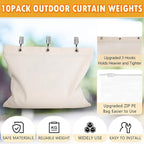10 Set Outdoor Curtain Weights Upgraded 30 oz High Weighted Sand Bags with 30 Metal Clips for Gazebo Patio Tent Tablecloth 7.5"*8.7"