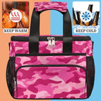 Leakproof Reusable Insulated Cooler Lunch Bag Pink Camouflage Camo Picnic Lunch Box for Women Men Cooler Tote Office Work Camping Beach 24 Can 15L