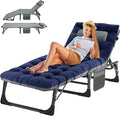 ABORON 5 Positions Camping Cots for Adults,Outdoor Folding Sleeping Cot/Mat,Folding Chaise Lounge Chair with Pillow,Portable Reclining Chair for Beach Lawn Camping Pool,Sunbathing Chairs
