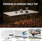 KingCamp Aluminum Camping Table Foldable, Large 53.5" Roll Up Camp Table Folding Seamless Tabletop Heavy Duty Duck Hunting Camping Tables Metal Portable Outdoor Collapsible for RV BBQ Picnic Hunting