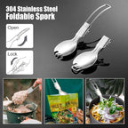 Odoland Camping Collapsible Silicone Cup and Bowl Set, Portable Mess Kit with Stainless Steel Spork and Lid for 1 Person Backpacking, Family Cookware, Hiking, Picnic, Travel