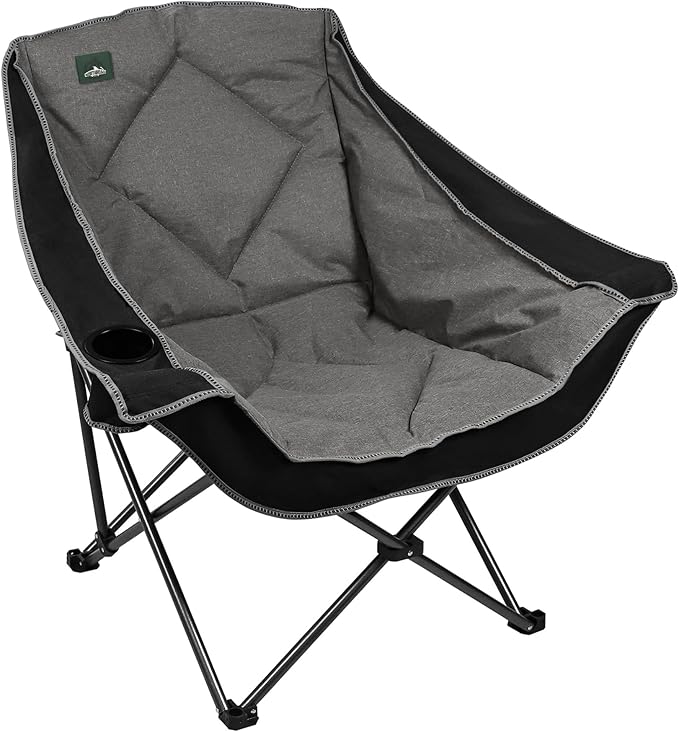 Northroad Oversized Foldable Camping Chair, Outdoor Padded Lawn Chair w/Cup Holder,Carry Bag for Beach, Hiking, and Picnics,Heavy-Duty 300-lbs Capacity, Purple