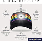 Head Lightz Rechargeable LED Baseball Cap – Built-in USB Light with 3 Brightness Levels – Perfect for Running, Walking, Golf & Camping – Hands-Free Lighted Hat – Oprah’s Favorite Things – Rainbow