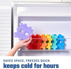 Cool Coolers by Fit & Fresh Kids Puzzle Shaped Lunch Box Ice Packs, Back to School Essential, Reusable Freeze Blocks for Insulated Bags and Cooler, Multicolored, 6PK