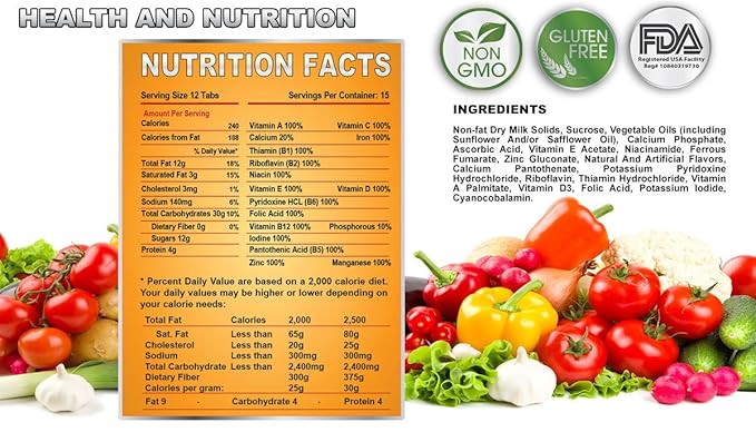 720 tabs Survival Tabs 60-Day Emergency Survival MREs Meals Ready-to-eat Bugout for Travel Camping Boating Biking Hunting Activities Gluten Free and Non-GMO 25 Years Shelf Life - Vanilla Malt Flavor