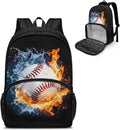 Water Fire Softball Student Bookbag All In One Meal Bag 17 Inch Travel Laptop Insulated Cooler Bag Box Casual Hiking Daypack Laptop Backpack Gifts For Him Her