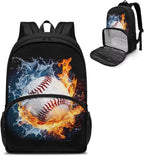 Water Fire Softball Student Bookbag All In One Meal Bag 17 Inch Travel Laptop Insulated Cooler Bag Box Casual Hiking Daypack Laptop Backpack Gifts For Him Her