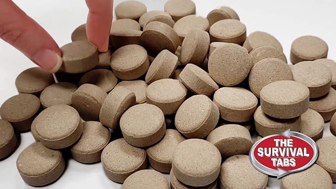 Emergency Food Survival Protein Substitute MRE Tabs - Vitality Sciences Survival tabs (8 Week Supply) (4 Bottle x 180 Tablets = 720 Tablets/Vanilla)