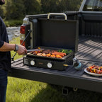 VEVOR Gas Griddle, 2 Burner Tabletop Griddle, 22 inch Portable Griddles Propane with Lid, Oil Drain Hole & Oil Collection Tray, 22000BTU Camping Flat Top Grill for Outdoor Cooking, Tailgating