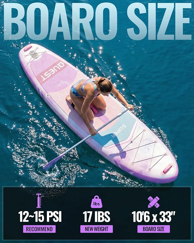 10'6''x33''Inflatable Stand Up Paddle Board, 400lbs Extra Wide Stand Up Paddleboard with Kayak Seat, Anti-Slip EVA Deck Premium SUP Accessories Kit, Non-Slip Stable Deck Boat for Yoga Fishing Surf
