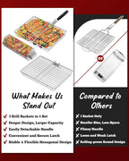 Grill Baskets for Outdoor Grilling, 3PCS Grilling Baskets with Removable Handle, Stainless BBQ Accessories for Vegetables, Fish, Shrimp, Outdoor Camping Cooking Tools Gifts for Men Dad