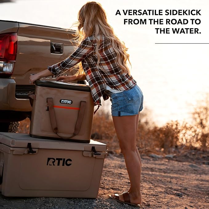 RTIC Ultra-Tough Soft Cooler 50 Can, Insulated Bag Portable Ice Chest Box for Lunch, Beach, Drink, Beverage, Travel, Camping, Picnic, Car, Trips, Floating Cooler Leak-Proof with Zipper