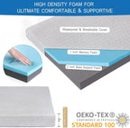 Memory Foam Camping Mattress Pad 3 Inch Thick, Portable Sleeping Pad with Waterproof Cover, Portable Roll Up Cot Mattress Pad Floor Mat for Travel Truck Bed Tent 72" x 24"x 3"