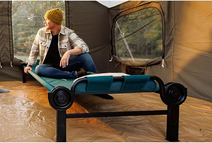 Disc-O-Bed XL Outdoor Modular 1 Person Single Camping Cot Portable Bed with 2 Height Options for Adults, Sleep Solution for Tents, Green