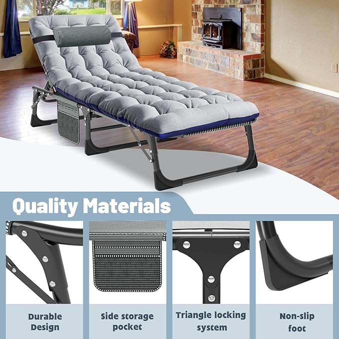 Slsy Folding Bed with Mattress, Cot Size Foldable Guest Beds, Hideaway Cot for Adults, Portable Fold up Bed with Adjustable Positions for Home, Office, Indoor, Outdoor