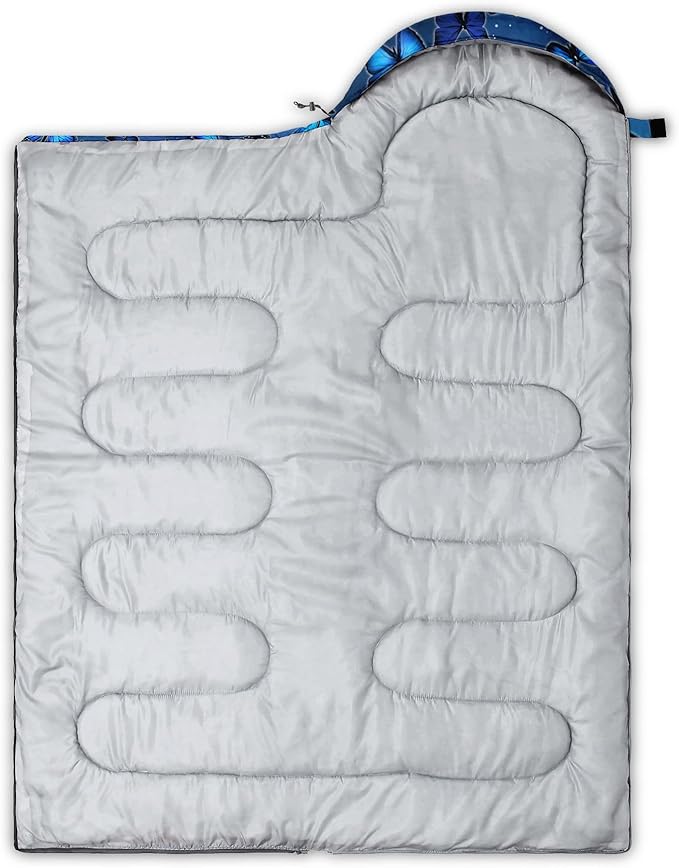 Kids Sleeping Bag for Boys Girls,Blue Ripples Print-Lightweight Warm Portable Outdoor Indoor-Waterproof Cold Weather Resistant Sleeping Bag for Camping Hiking