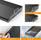 Griddle for Gas Grill, 17" x13” Universal Griddle Flat Top Plate with Removable Handles for Charcoal/Gas Stove, Nonstick Coating Cooking Griddle Plate Insert for Camping, Tailgating, Parties