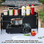 Heavy-Duty Carbon Steel Camp Stove Windscreen with Top Shelf, 4 Panel Folding Wind Shield for Gas Stove, Portable Wind Blocker for Outdoor Camping Cooking