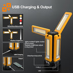 13200mAh Rechargeable Solar Work Light with Folding Stand and Carrying Bag, AODOO 8000 Lumen Stepless Dimmable , White/Warm/Nature White/RED(SOS) with Detachable Tripod (Orange(No Tripod))