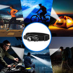 2 Pack 2200 mAh USB-C Rechargeable Dual Power Headlamp with Twist Focus Beam and Magnetic Base Manual & Gesture Sensing Control-Black