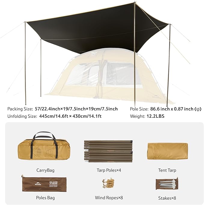 Naturehike Dune Hot Tent with Stove Jack,Double Layer 4 Season Tent,Waterproof 2-4 Person Tents for Camping