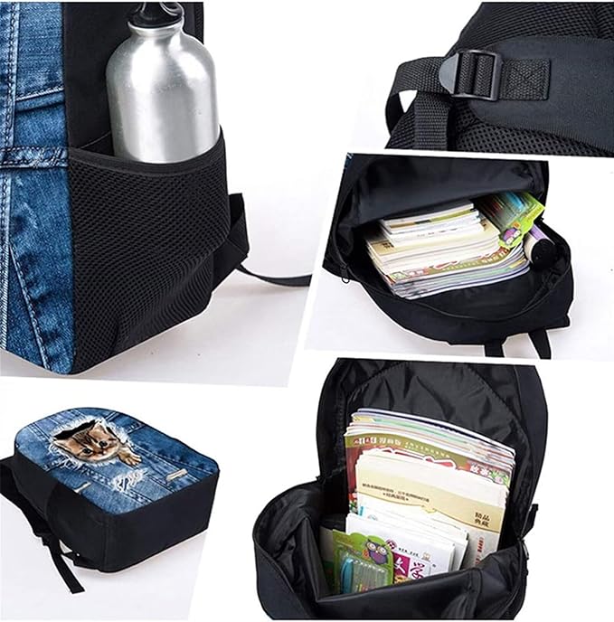 Horeset Grey Camo Print Backpack Set for Boys with Lunch Bag Pencil Case, Primary School Bookbag Casual School Bag Sports Rucksack Daypack 3-in-1 Fit Sports Travel Outdoor