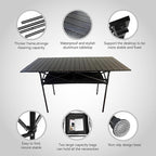 Foldable Camping Table(46.8"x21.6"x27.56") - Roll-Up Portable Design with Carry Bag | Ideal for Camping, Beach, Backyard BBQ, Picnic & Indoor-Outdoor Use (Large)