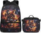 Universe Backpack for Men Wolf Versatile Bookbag for Teen Boys Large Capacity School Bag with Detachable Lunch Bag for Outdoor Travel Hiking