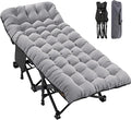 H&ZT Adults Patio Chaise with Mattress, Outdoors Portable Bed Frame for Adults