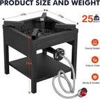 Llamaviva Single Propane Burner 260K BTU, Heavy-Duty Gas Camping Stove, Outdoor Burner with Adjustable 0-30Psi Regulator and Steel Braided Hose