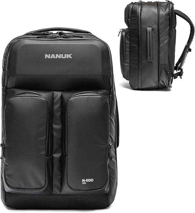 NANUK N-EDC 35L Carry-On Travel Backpack – Water-Resistant Laptop Backpack for Work Travel and Everyday Carry – Compact & Expandable, TSA-Ready, Smart Organization – Black