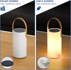 Uuffoo Solar Table Lamp Outdoor Lantern 2 in 1 Rechargeable Battery Operated Portable LED Cordless Lights with Remote 8 Colors, Waterproof IP44 for Patio Camping Outside/Indoor