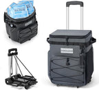 Odoland 48/72 Can Rolling Cooler Bag with Wheels & Handle, Collapsible Insulated Ice Chest for Beach, Camping & Tailgating - Portable Travel Soft Cooler on Wheels, Collapses for Easy Storage