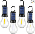 4 Packs LED Camping Lantern Rechargeable, Portable Outdoor Waterproof Emergency Lanterns with 3 Modes, Hanging Tent Light Bulbs with Clip Hook for Camping, Hiking, Party, Hurricane, Outages