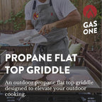 Gas One Flat Top Grill With 4 Burners - Premium Propane Outdoor Grill Cart - Stainless Steel Auto Ignition Camping Griddle - Easy Cleaning Cooking