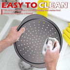 Pizza Pan for Oven - 13" Round Pizza Pans with Holes(2 Pack), Non-stick Carbon Steel Pizza Trays with Handle, Easy to Clean & Oven Safe