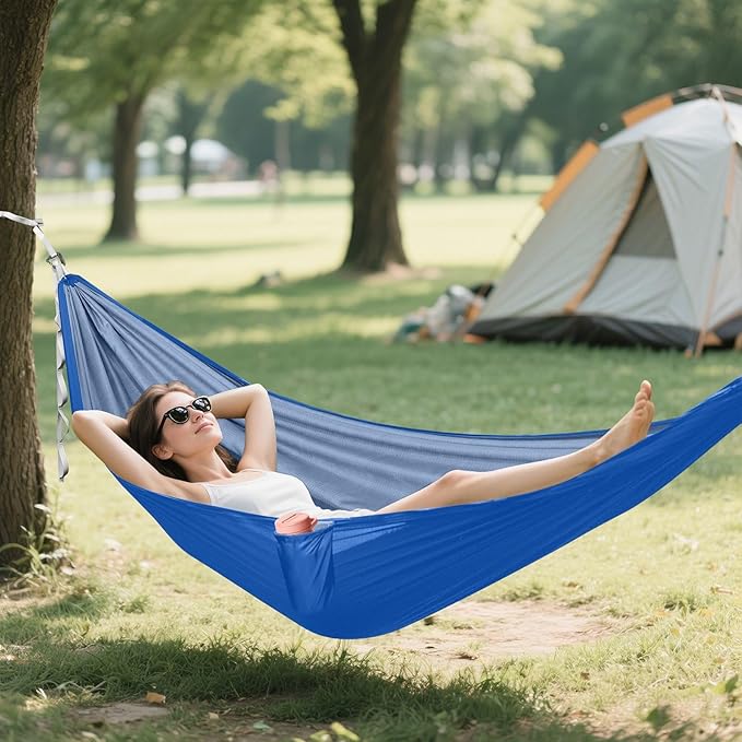 Cobalt Blue Quick Dry Camping Hammock Camping Gear with 2 Tree Straps 114" x 54"