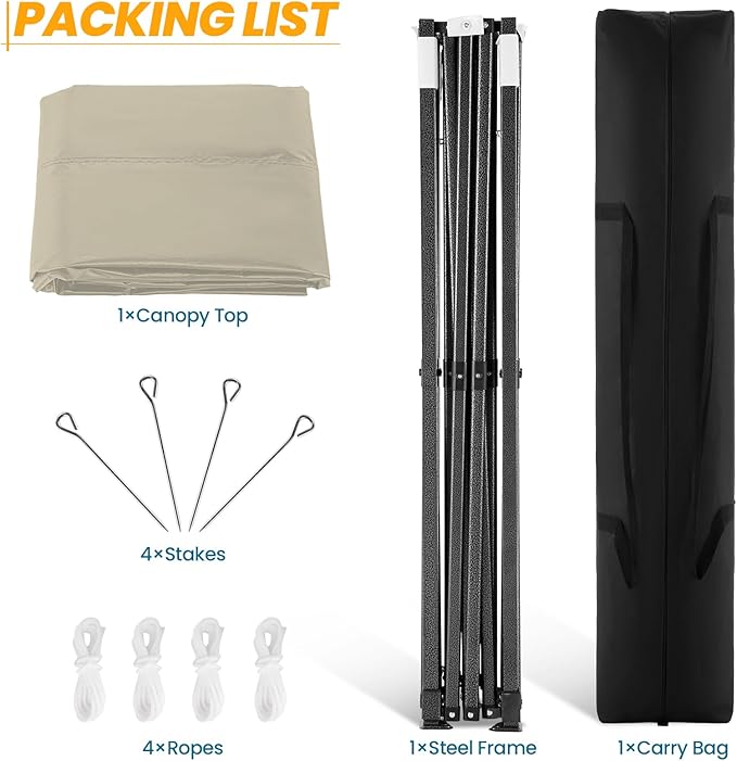 COBIZI 10x10 Pop Up Canopy Tent Commercial Heavy Duty Instant Canopy with 4 Sidewalls, UV 50+ Silver Coated Waterproof Vendor, Portable Shelter with Carry Bag, Event Tent for Parties, Khaki