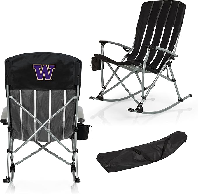 Picnic TIME NCAA Unisex-Adult NCAA Outdoor Rocking Camp Chair, XL Heavy Duty Camping Chair for Adults