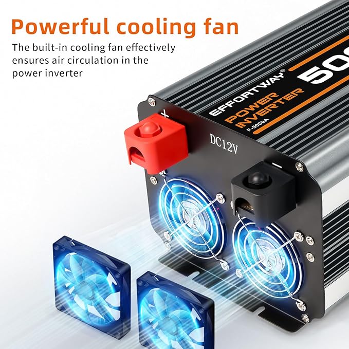 5000 watt Power Inverter DC 12V to AC 110V/120V Converter,10000w Peak.Comes with LCD Display,Wireless Controller, 4AC outlets,1USB.RV Inverter,Suitable for Camping,and Off-Grid Solar Inverter Systems