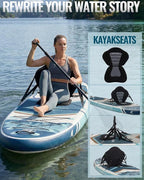 10'6''x33''Inflatable Stand Up Paddle Board, 400lbs Extra Wide Stand Up Paddleboard with Kayak Seat, Anti-Slip EVA Deck Premium SUP Accessories Kit, Non-Slip Stable Deck Boat for Yoga Fishing Surf