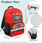 Backpack for Boys with Lunch Box Fire Engine Elementary School Backpack for Boys Large Capacity 4-in-1 Set for Primary Kids Casual Daypack Tote Bags
